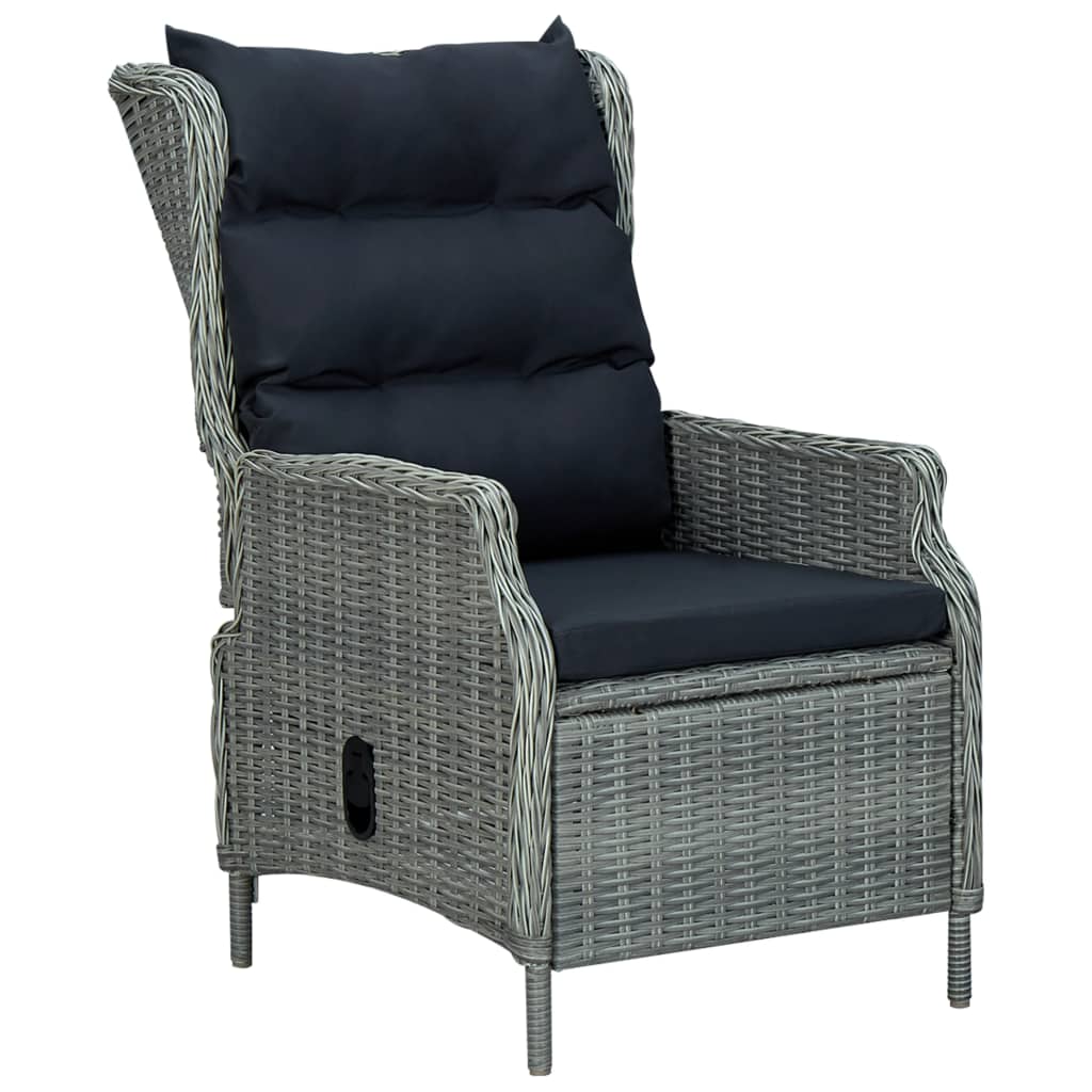 Set Pranzo da Giardino 9pz con Cuscini Polyrattan Grigio Chiaro | homemem39
