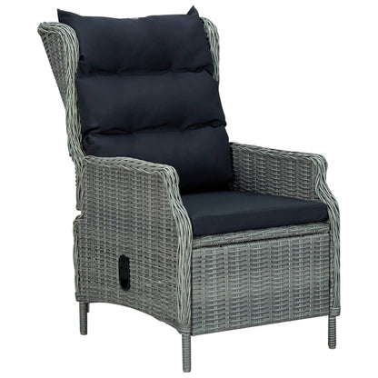 Set Pranzo da Giardino 9pz con Cuscini Polyrattan Grigio Chiaro | homemem39