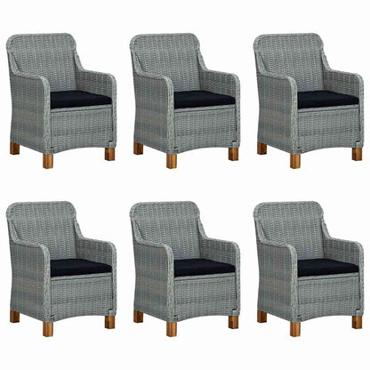 Set Pranzo da Giardino 9pz con Cuscini Polyrattan Grigio Chiaro