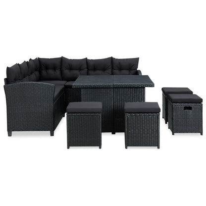 Set Divani da Giardino 6 pz con Cuscini in Polyrattan Nero | homemem39
