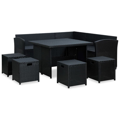 Set Divani da Giardino 6 pz con Cuscini in Polyrattan Nero - homemem39