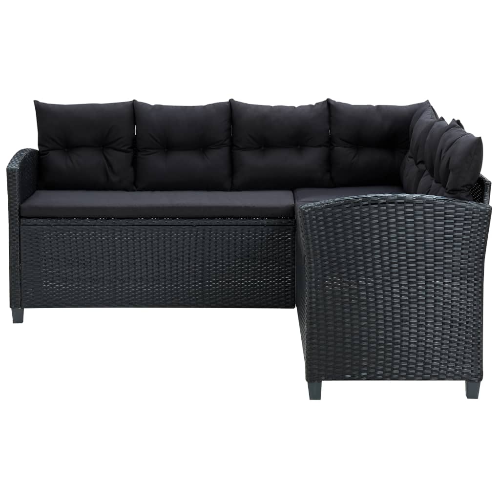 Set Divani da Giardino 6 pz con Cuscini in Polyrattan Nero - homemem39