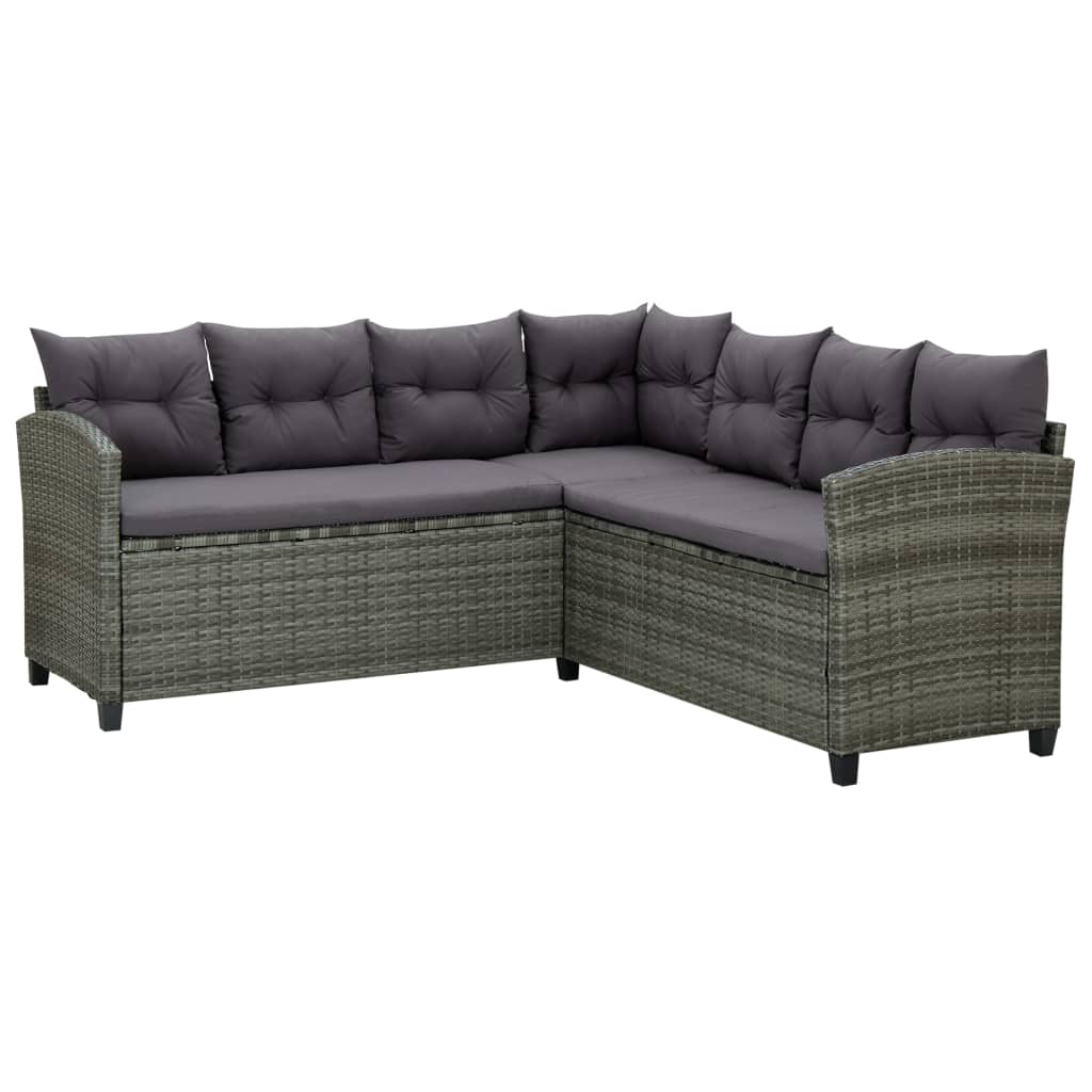 Set Divani da Giardino 6 pz con Cuscini in Polyrattan Grigio - homemem39