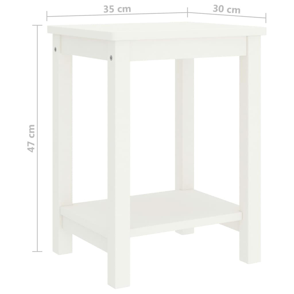 Comodino Bianco 35x30x47 cm in Legno Massello di Pino | homemem39