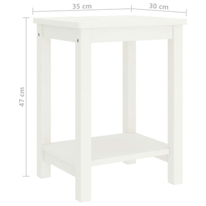 Comodino Bianco 35x30x47 cm in Legno Massello di Pino | homemem39