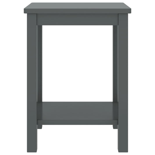 Comodino Grigio Scuro 35x30x47 cm in Legno Massello di Pino - homemem39