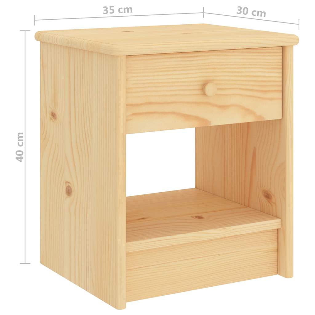 Comodino Naturale 35x30x40 cm in Legno Massello di Pino