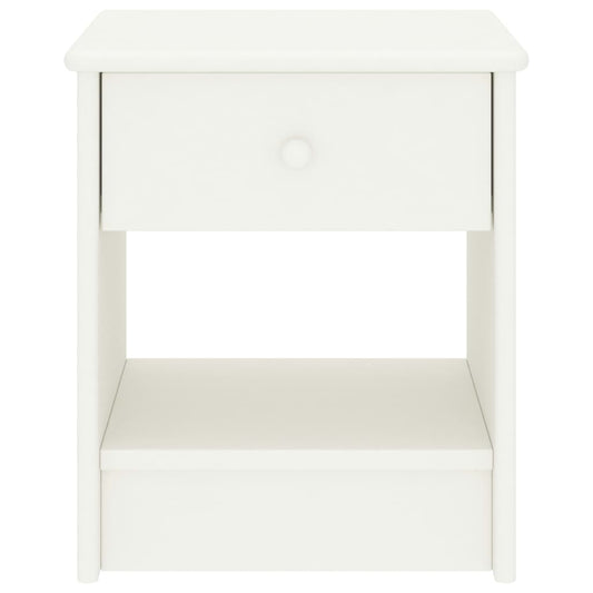 Comodino Bianco 35x30x40 cm in Legno Massello di Pino - homemem39