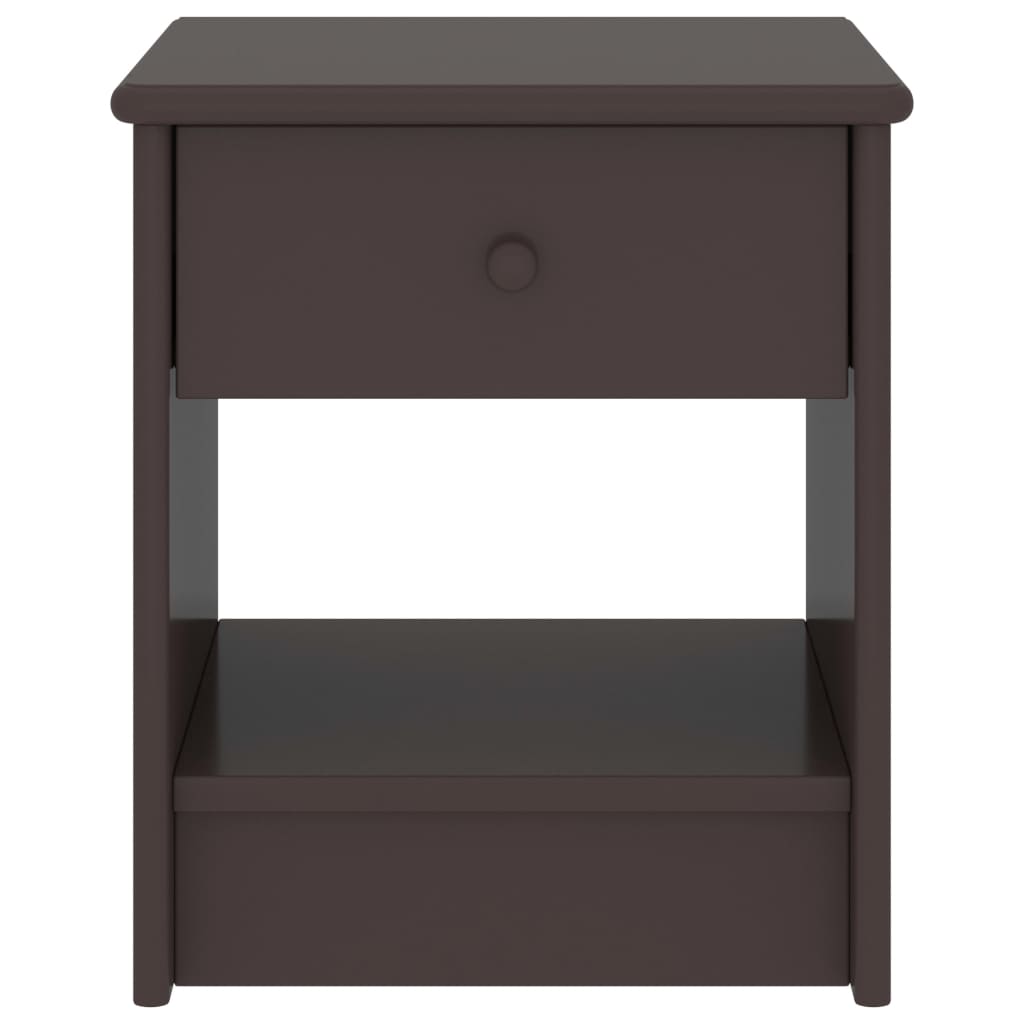 Comodino Marrone Scuro 35x30x40 cm in Legno Massello di Pino - homemem39
