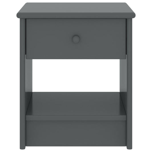 Comodino Grigio Scuro 35x30x40 cm in Legno Massello di Pino - homemem39