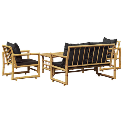 Set Divani da Giardino 4 pz con Cuscini in Bambù