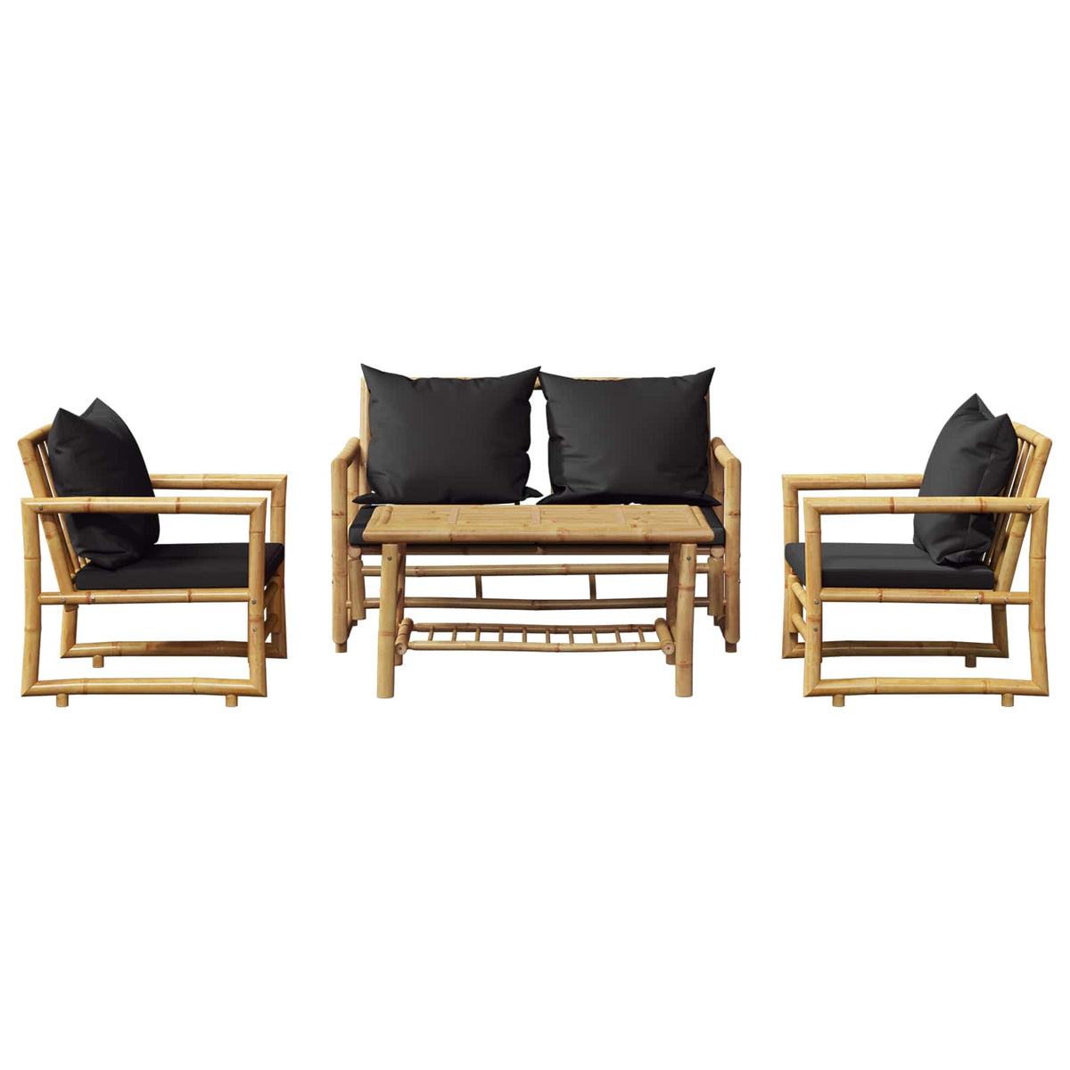 Set Divani da Giardino 4 pz con Cuscini in Bambù