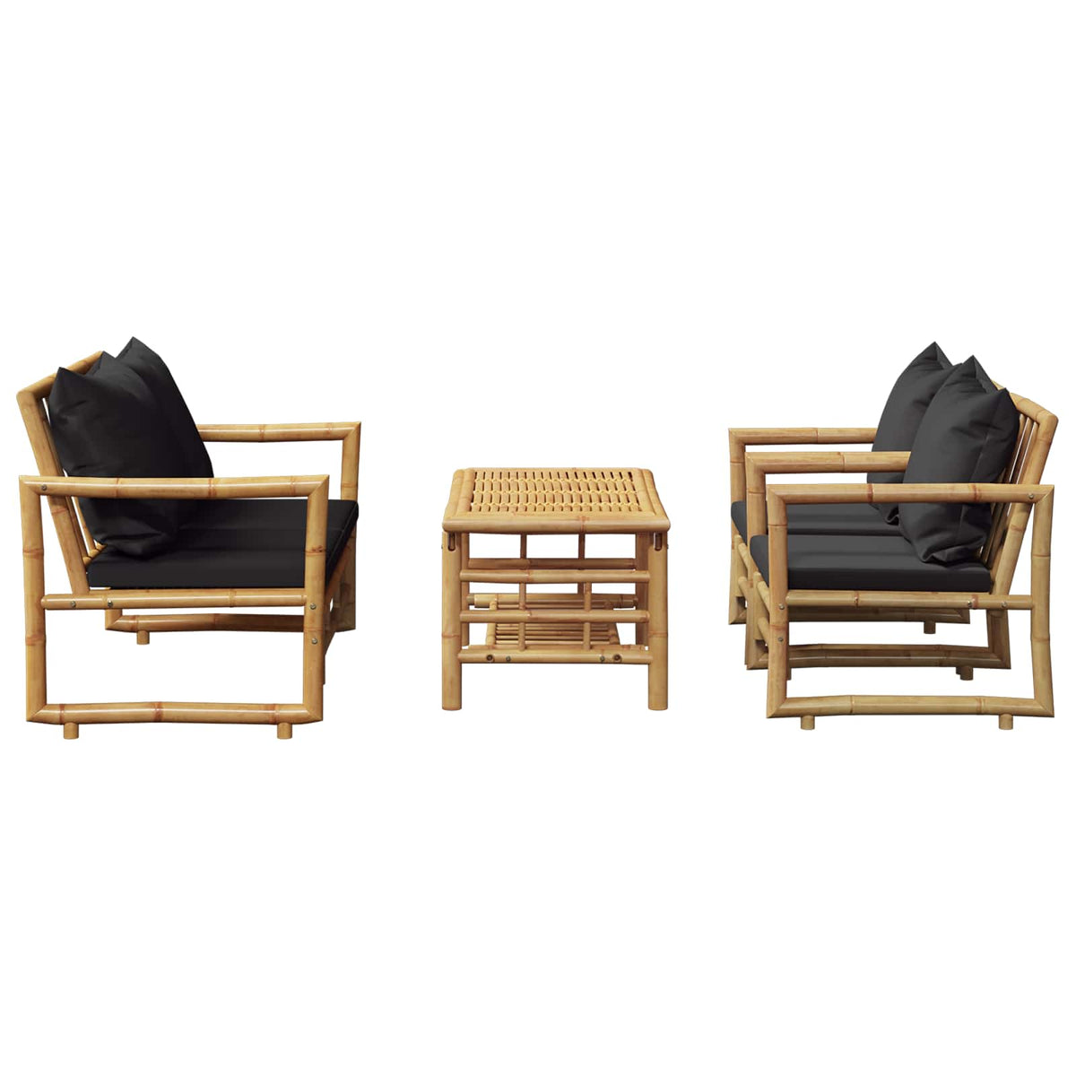 Set Divani da Giardino 4 pz con Cuscini in Bambù