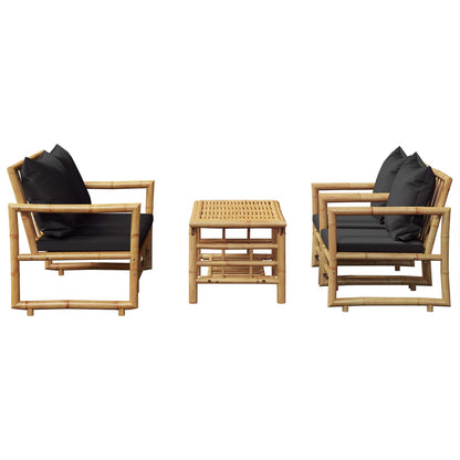 Set Divani da Giardino 4 pz con Cuscini in Bambù