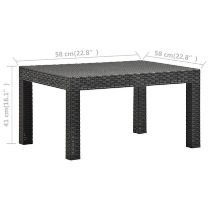 Tavolo da Giardino Antracite 58x58x41 cm in Rattan PP | homemem39