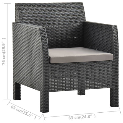 Set Divano da Giardino 2 pz con Cuscino in Rattan PP Antracite | homemem39