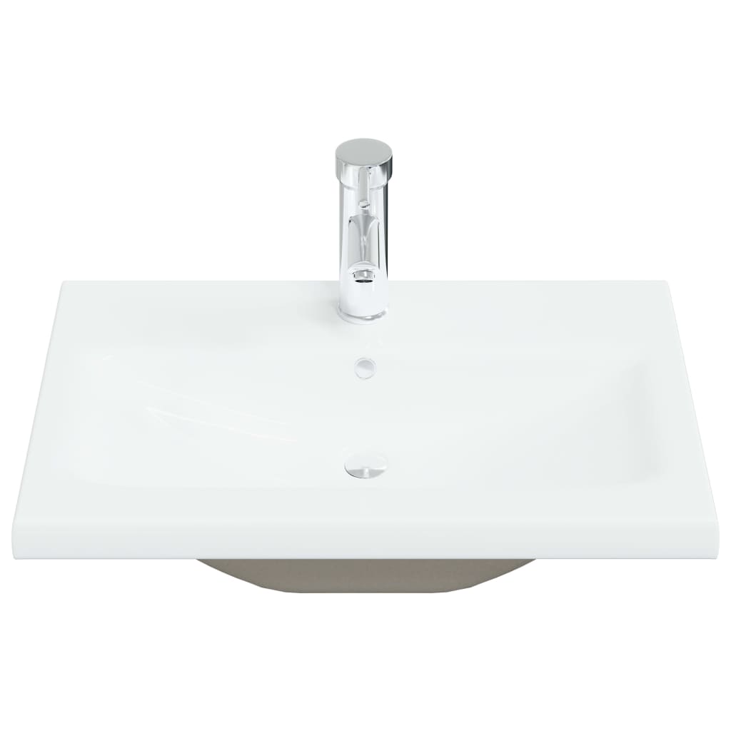 Lavabo da Incasso con Rubinetto 61x39x18 cm in Ceramica Bianco