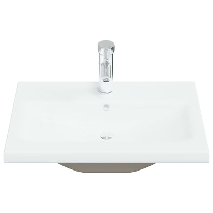 Lavabo da Incasso con Rubinetto 61x39x18 cm in Ceramica Bianco