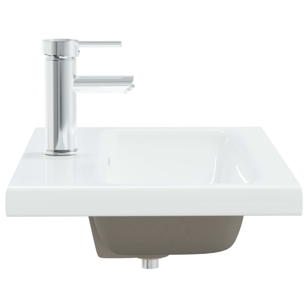 Lavabo da Incasso con Rubinetto 61x39x18 cm in Ceramica Bianco