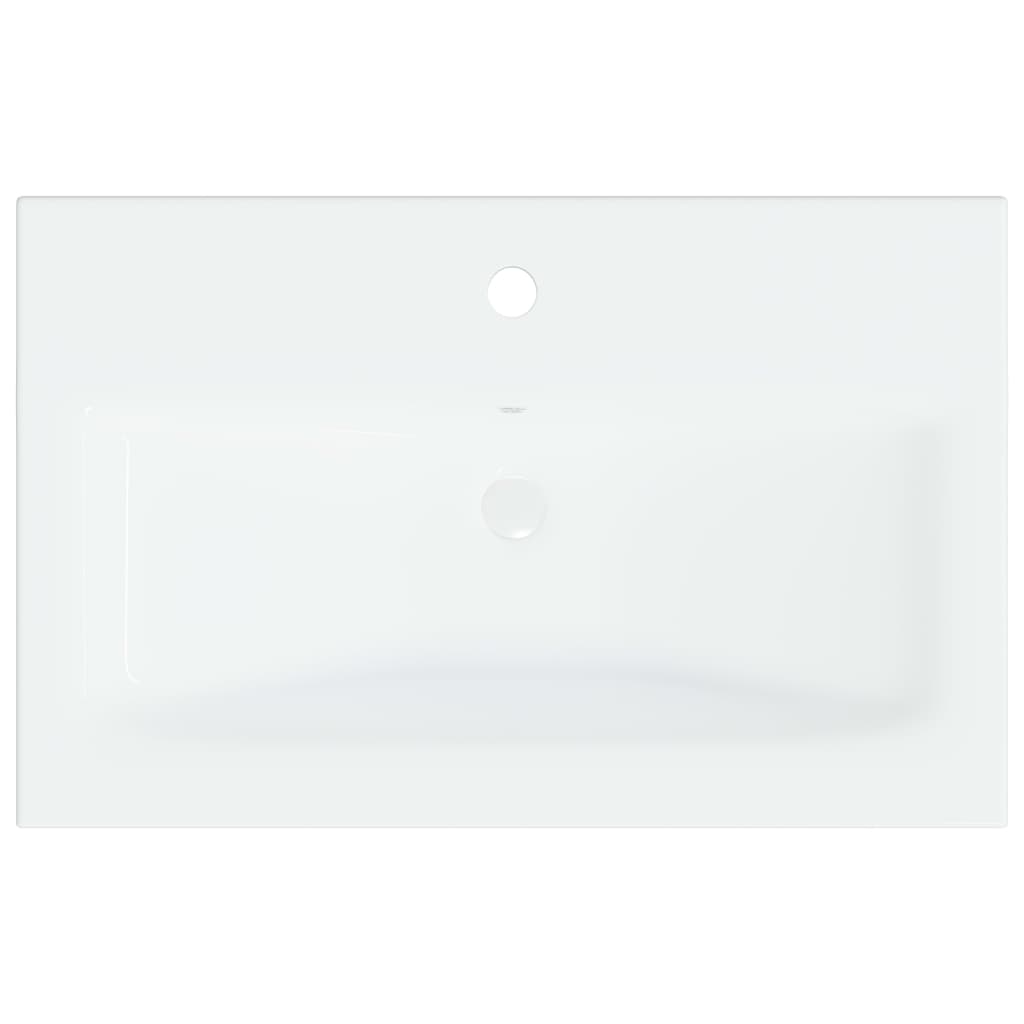 Lavabo da Incasso con Rubinetto 61x39x18 cm in Ceramica Bianco