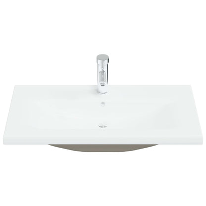 Lavabo da Incasso con Rubinetto 81x39x18 cm in Ceramica Bianco