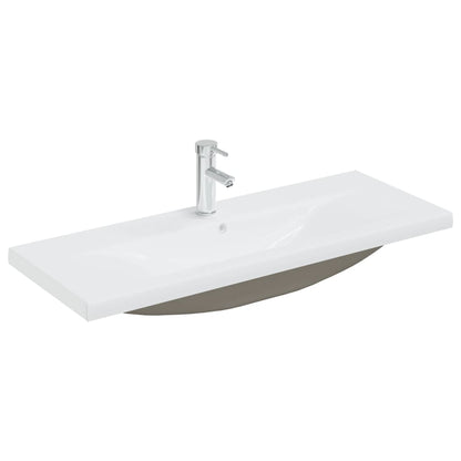 Lavabo da Incasso con Rubinetto 101x39x18 cm in Ceramica Bianco