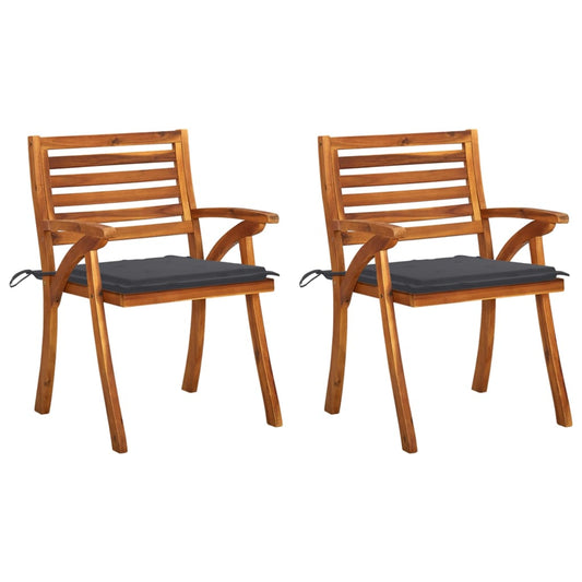 Garden Dining Chairs with Cushions 2 pcs Solid Acacia