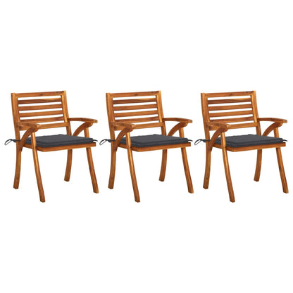 Garden Dining Chairs with Cushions 3 pcs Solid Acacia