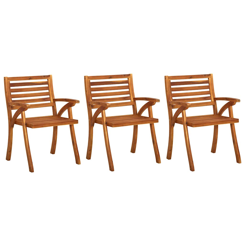 Sedie da Pranzo da Giardino con Cuscini 3 pz Massello di Acacia | homemem39