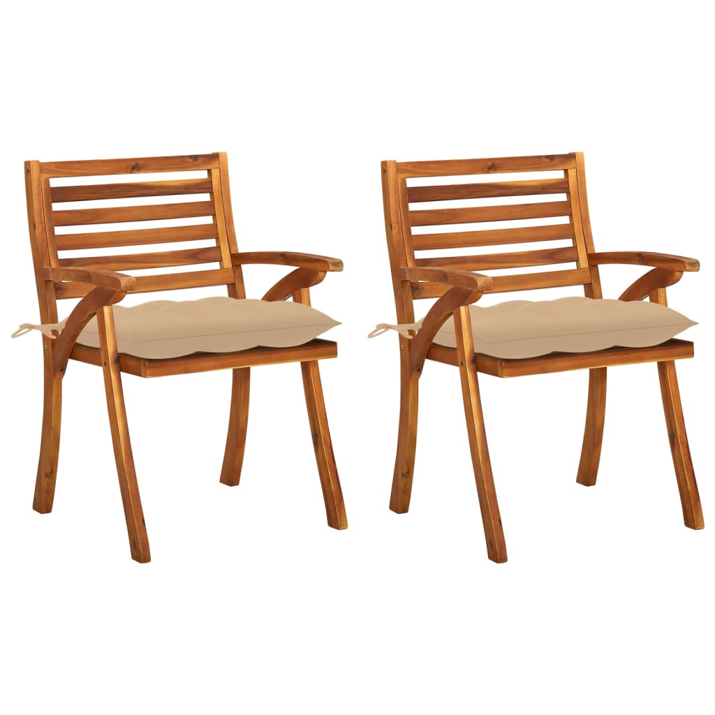 Garden Dining Chairs with Cushions 2 pcs Solid Acacia