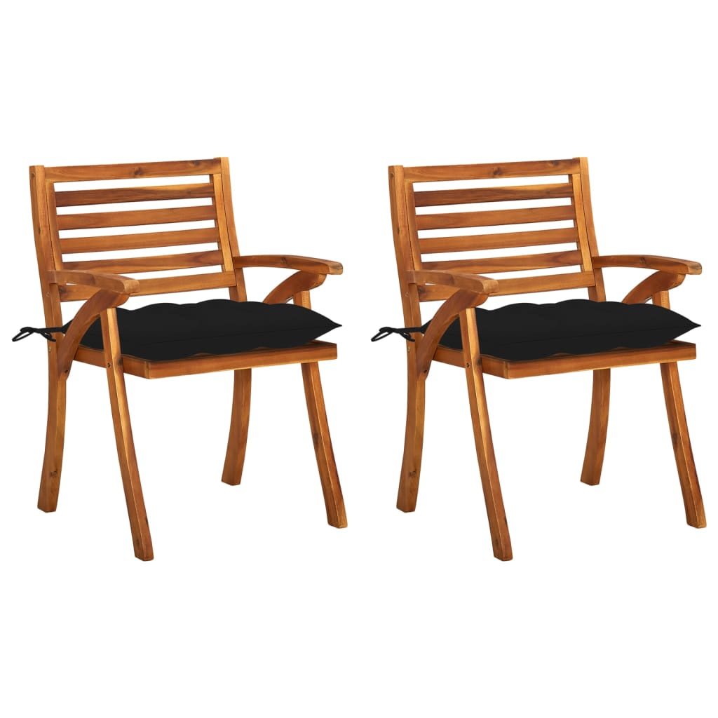 Garden Dining Chairs with Cushions 2 pcs Solid Acacia