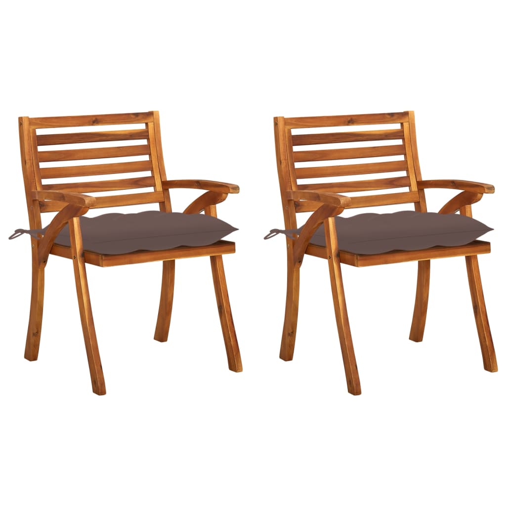 Garden Dining Chairs with Cushions 2 pcs Solid Acacia