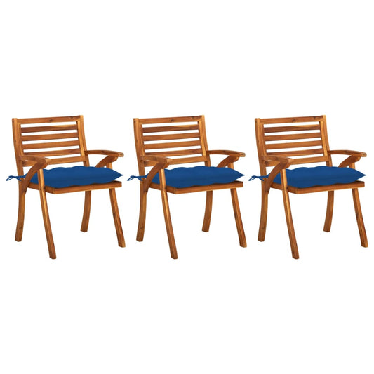 Garden Dining Chairs with Cushions 3 pcs Solid Acacia