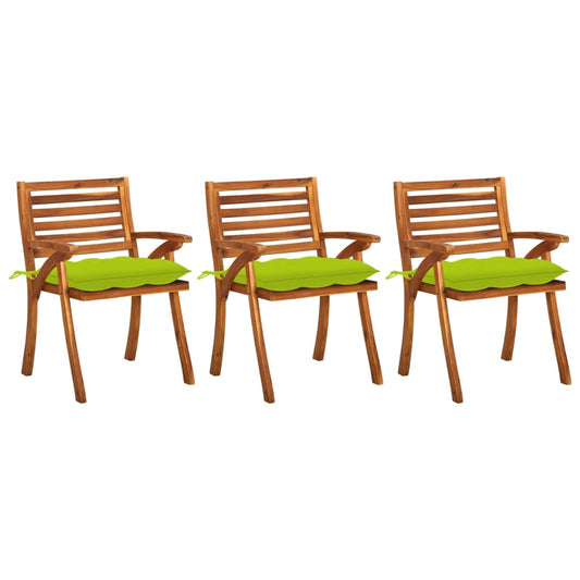 Garden Dining Chairs with Cushions 3 pcs Solid Acacia