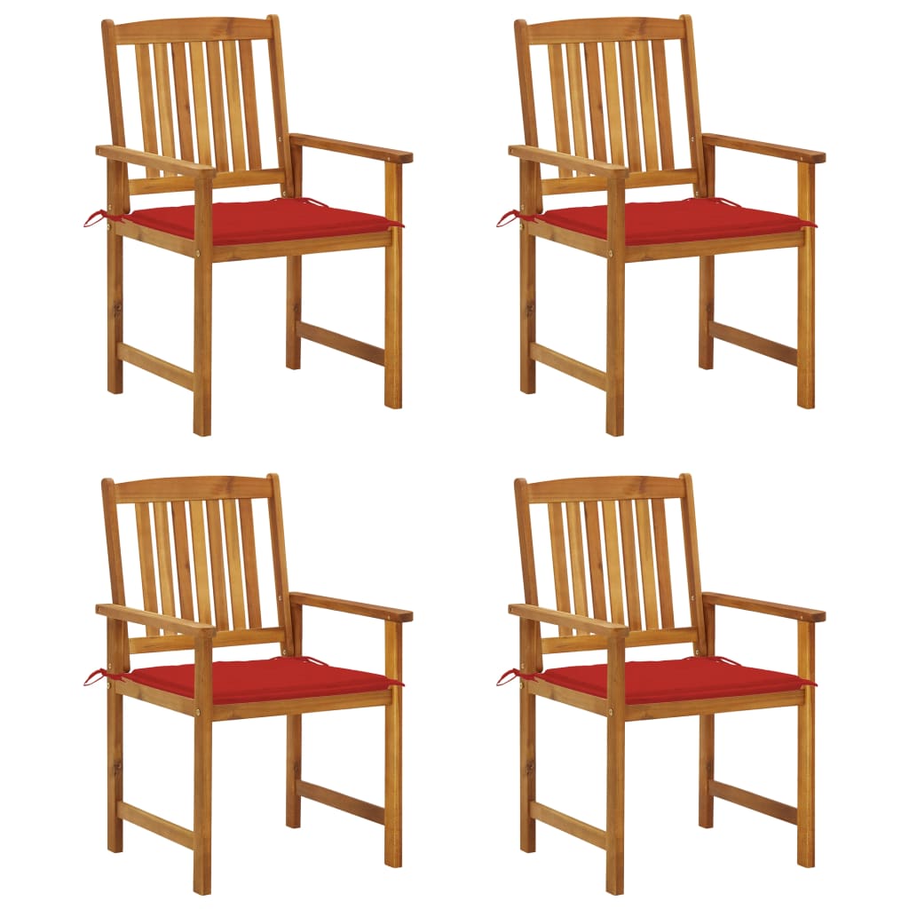 Garden Chairs with Cushions 4 pcs in Solid Acacia