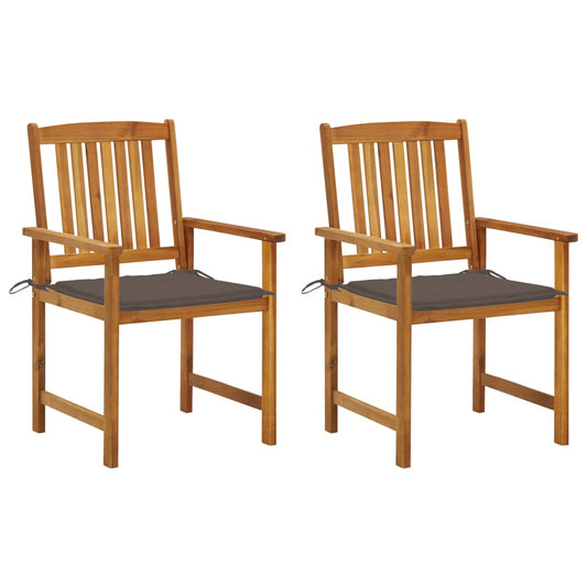 Garden Chairs with Cushions 2 pcs in Solid Acacia