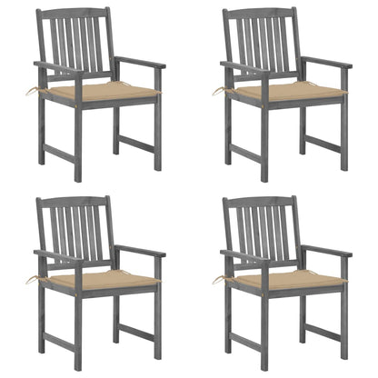 Garden Chairs with Cushions 4 pcs in Solid Gray Acacia