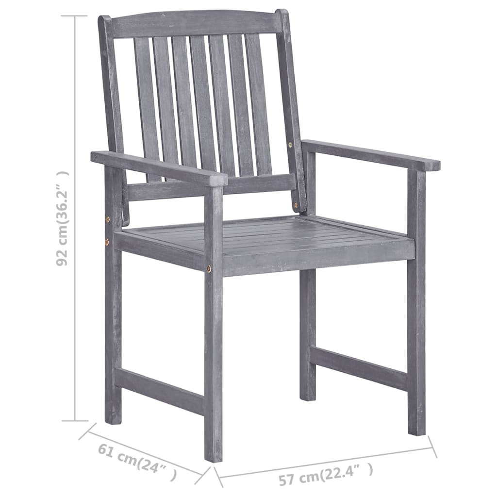 Garden Chairs with Cushions 4 pcs in Solid Gray Acacia