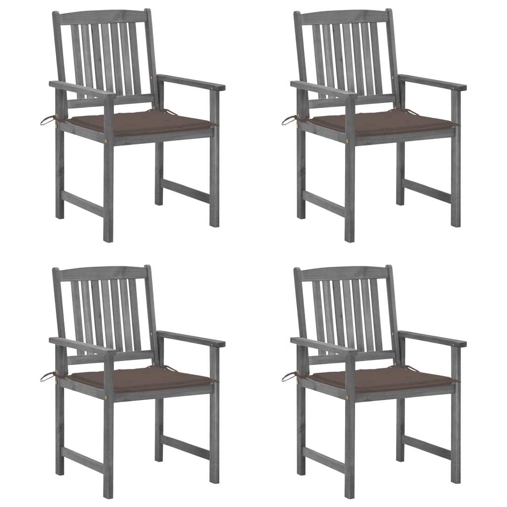 Garden Chairs with Cushions 4 pcs in Solid Gray Acacia