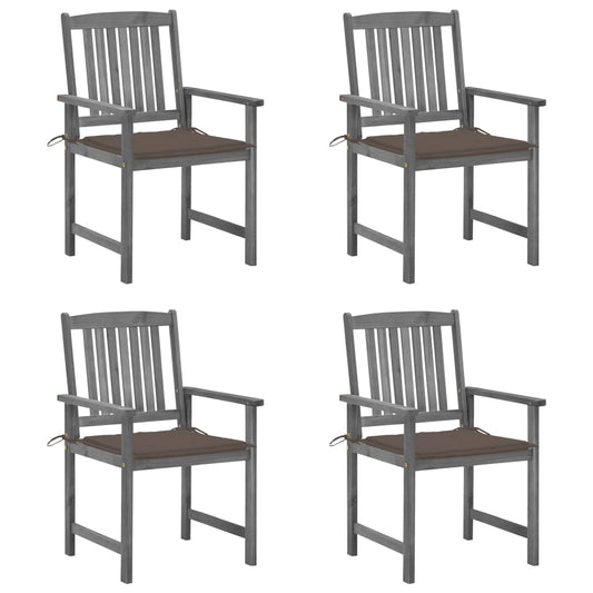 Garden Chairs with Cushions 4 pcs in Solid Gray Acacia