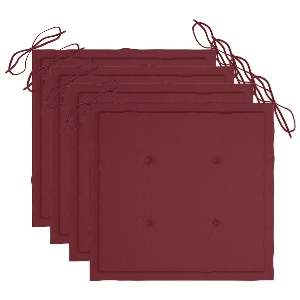 Sedie da Giardino con Cuscini 4 pz in Massello di Acacia Grigio - homemem39