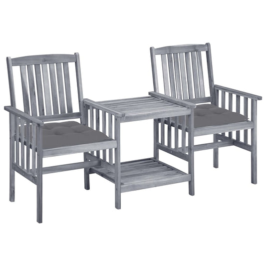 Garden Chairs with Cushions and Coffee Table in Solid Acacia