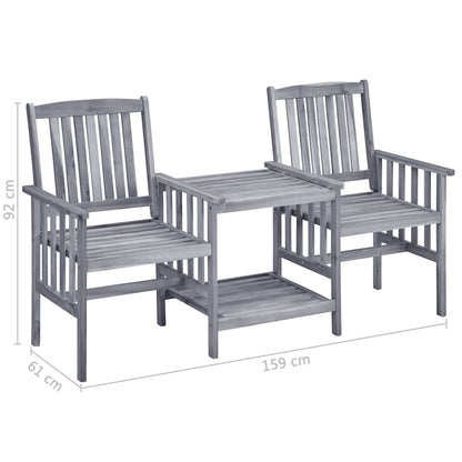 Garden Chairs with Cushions and Coffee Table in Solid Acacia