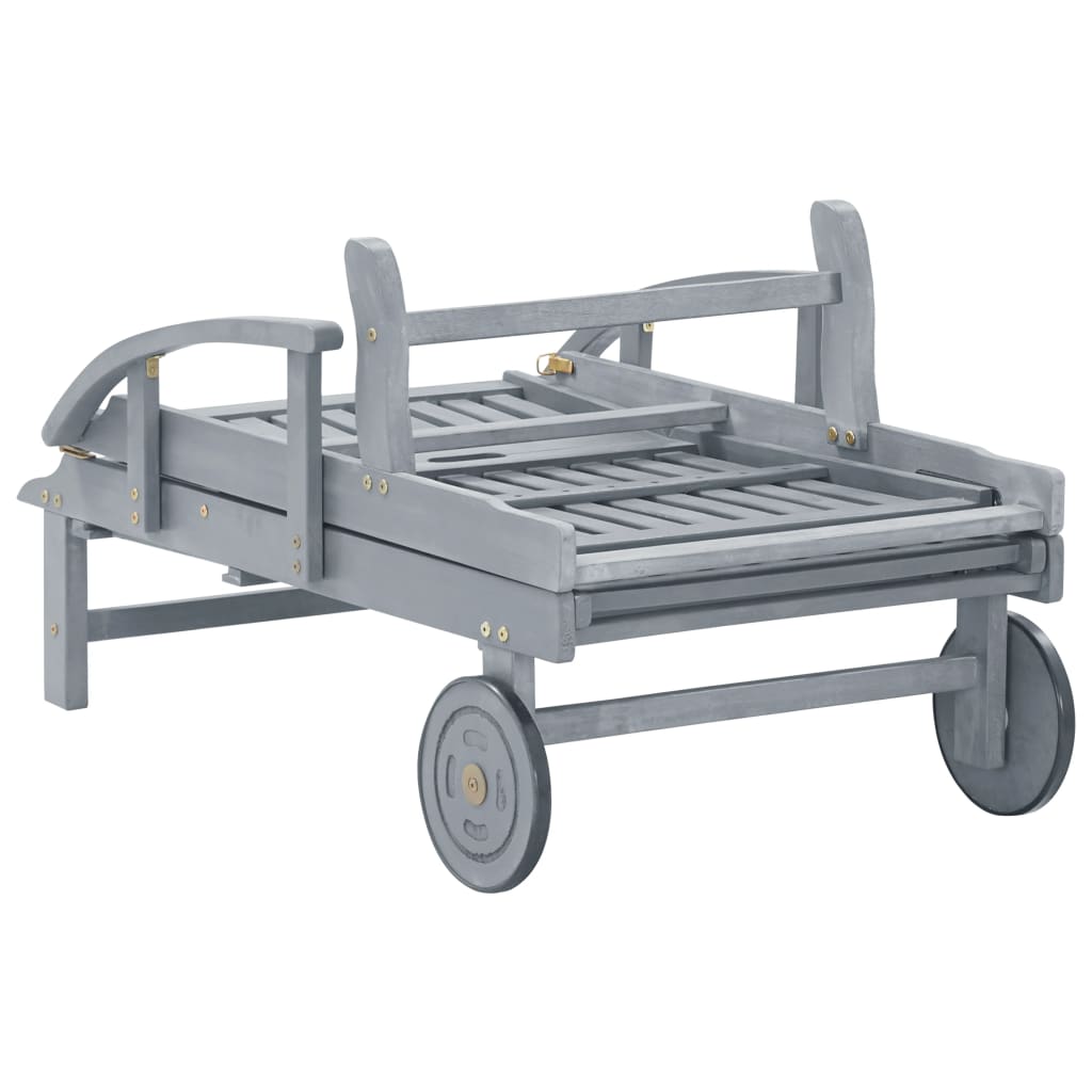 Lettino Prendisole da Giardino con Cuscino Massello di Acacia - homemem39