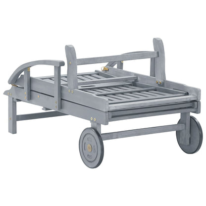 Lettino Prendisole da Giardino con Cuscino Massello di Acacia - homemem39