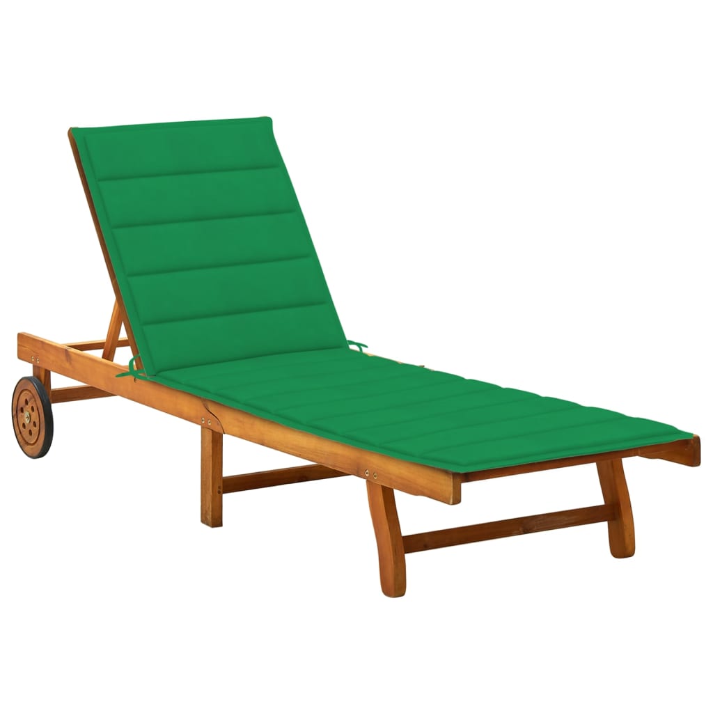 Garden Sun Lounger with Solid Acacia Cushion