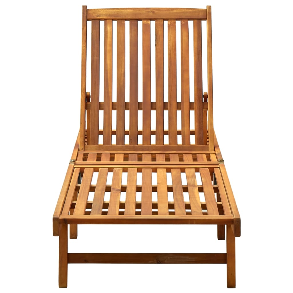 Garden Sun Lounger with Solid Acacia Cushion