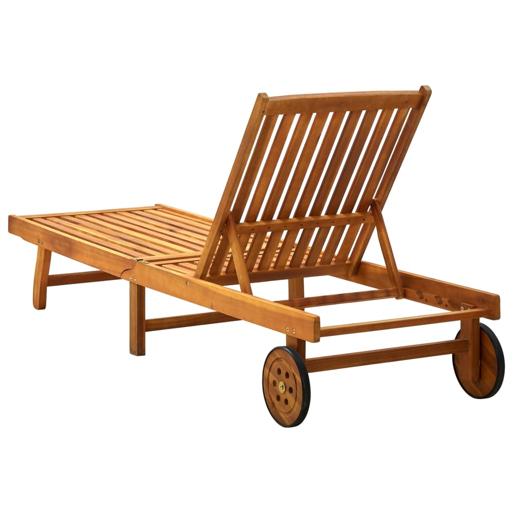 Garden Sun Lounger with Solid Acacia Cushion