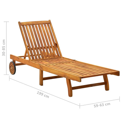 Garden Sun Lounger with Solid Acacia Cushion