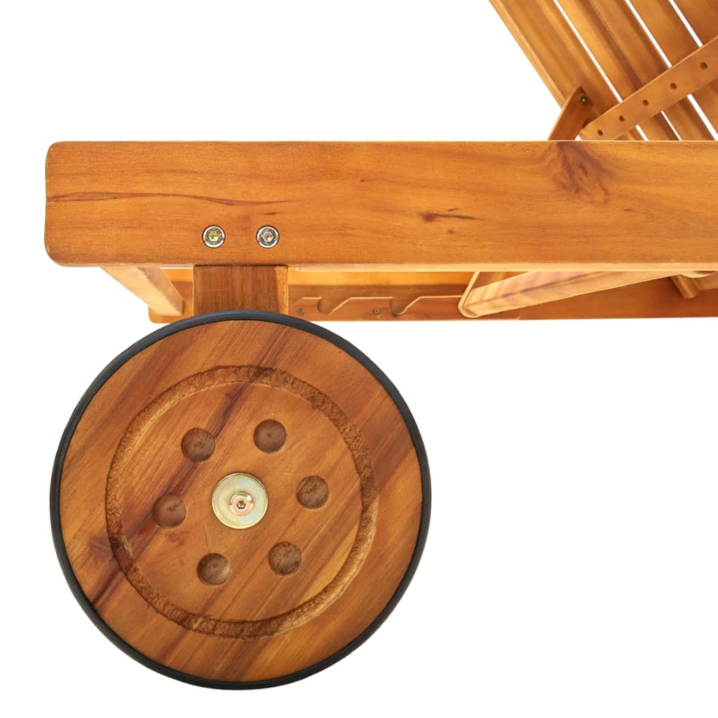 Lettino Prendisole da Giardino con Cuscino Massello di Acacia - homemem39